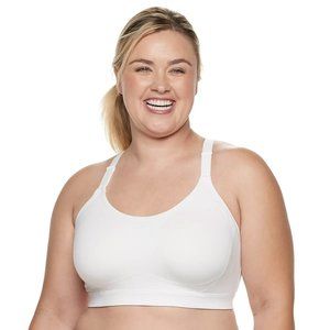 Plus Size Tek Gear® Adjustable Front Low-Impact White Sports Bra 2X